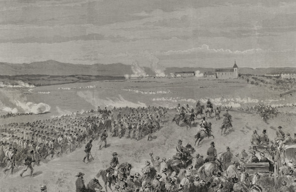 Military drill at Dehesa de los Carabancheles, Madrid, Spain, 3 November 1878.  Creators: Ricardo Balaca, Eugenio Vela.