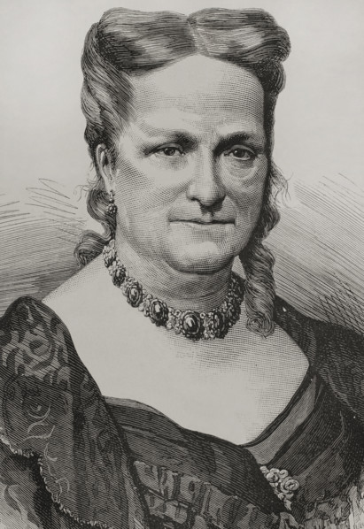 María Cristina de Borbón of the Two Sicilies (1806-1878), Queen consort of Spain, 1878. Creators: Félix Badillo, Arturo Carretero y Sánchez.