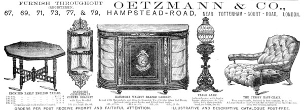 Oetzmann & Co., furniture, 1883.  Creator: Unknown.