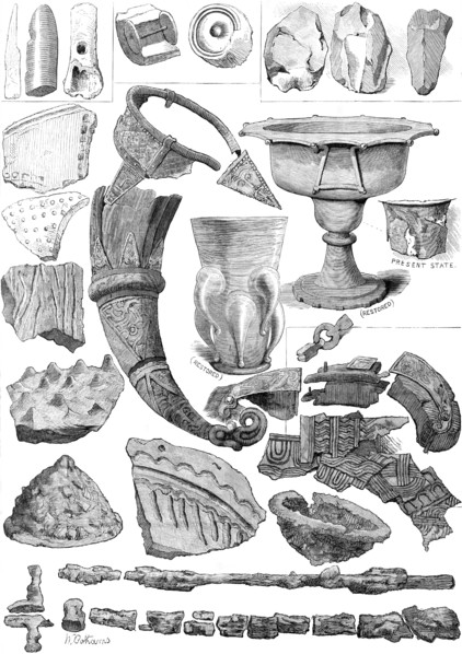 Relics found in the Viking's Tomb at Taplow (second series), 1883. Creator: Unknown.