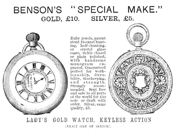 Benson's "Special Make" Lady's Gold Watch, 1883. Creator: Unknown.
