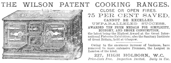 The Wilson Patent Cooking Ranges, 1883. Creator: Unknown.
