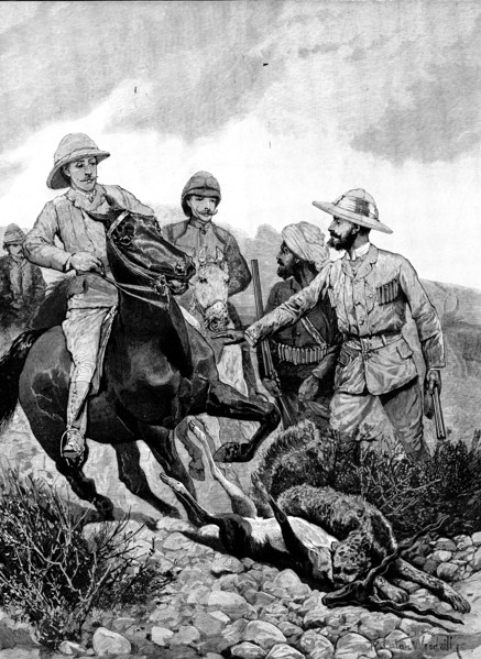 Prince Albert Victor in India: hunting Black Buck with cheetah at Hyderabad, 1890. Creator: Unknown.