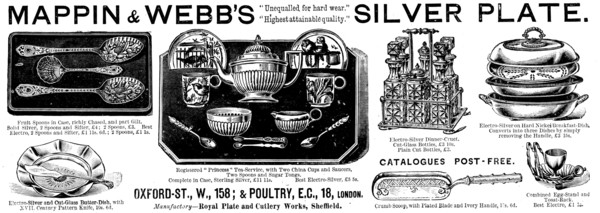 Advertisement for Mappin & Webb’s Silver Plate, 1890. Creator: Unknown.