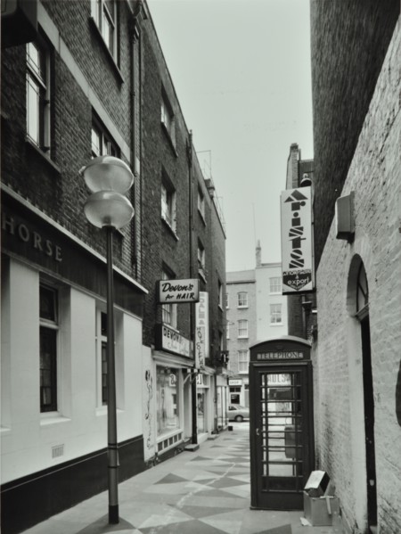 1-2 Marlborough Court, Westminster LB, London: front elevations, telephone box, lamp post..., 1975. Creator: Unknown.