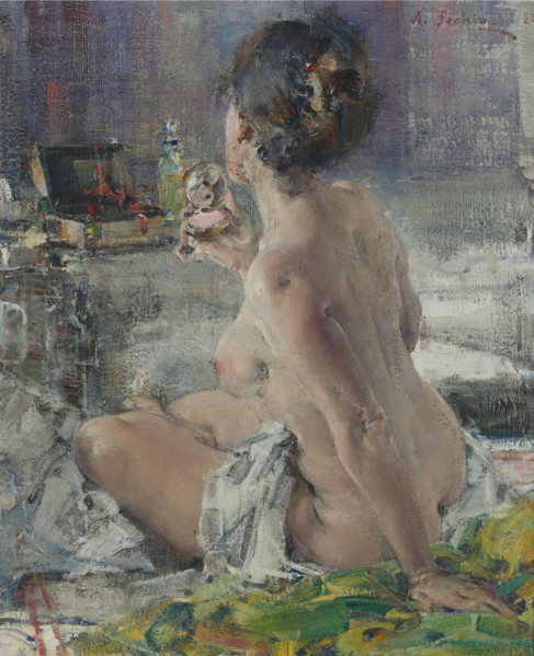 Seated Nude, 1923. Creator: Nikolay Feshin.
