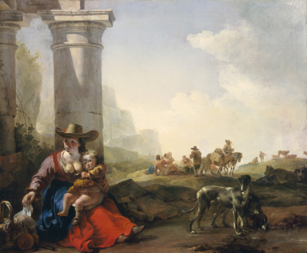 Italian Peasants among Ruins, c.between 1649 and 1650. Creator: Jan Baptist Weenix.