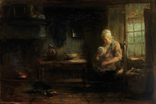 The Young Mother, 19th or 20th century. Creator: Jozef Israels.