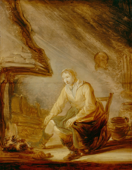Woman before a Fire, c1640. Creator: Benjamin Gerritz Cuyp.