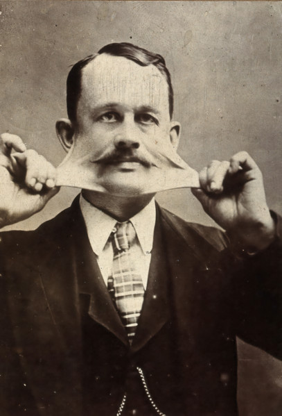 James Morris, stretching the skin on his face. Creator: Unknown.