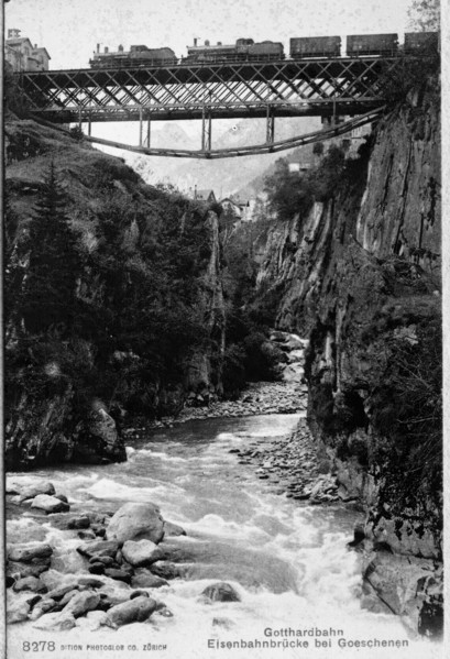 Railway Bridge over river gorge Creator: Unknown.