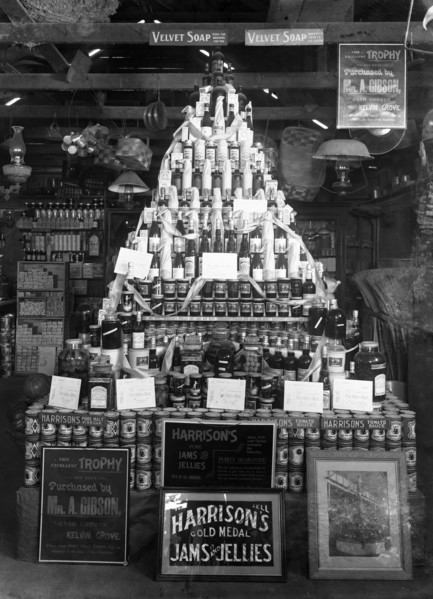 Harrison's jams and jellies display...National Agricultural & Industrial Association of...1903. Creator: Robert Augustus Henry L'Estrange.
