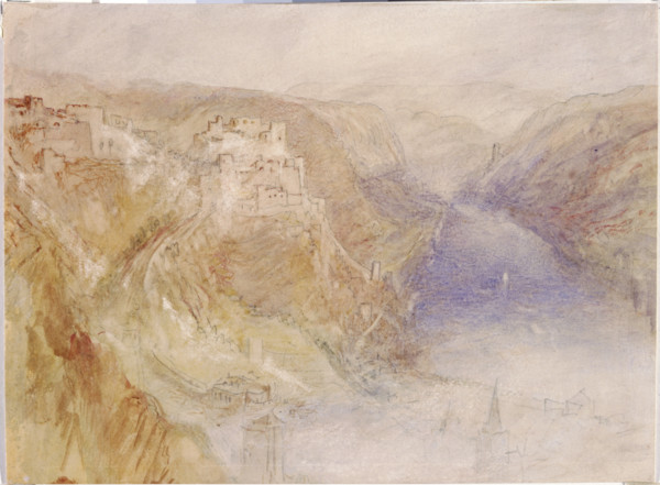 Rheinfels, St Goar and Thurnberg, 1840-1844. Creator: JMW Turner.