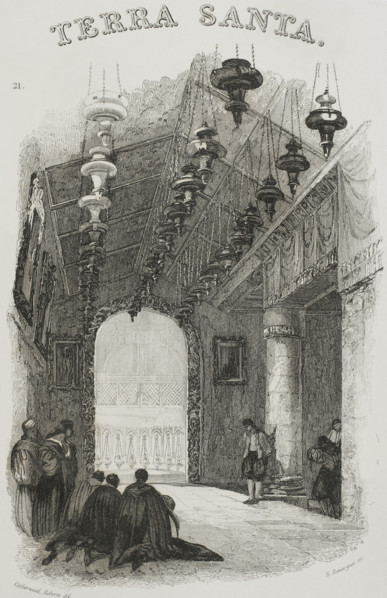 Shrine of the Nativity, Bethlehem, 1840.  Creator: Émile Rouargue.