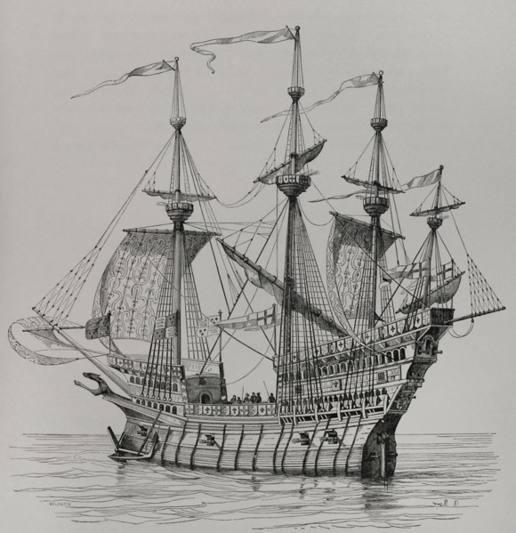 War ship which carried Henry VIII from England to France, for his meeting with King Francis I...1520 Creator: Alexandre-Nicolas Belhatte.