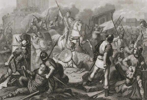 The Navarrese shake off the French yoke, Spain. Middle Ages, 1853. Creator: Antonio Roca Sallent.
