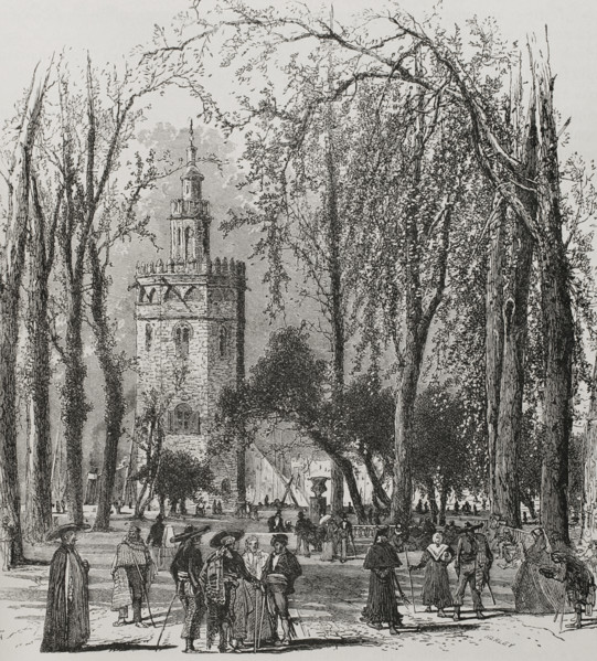 Torre del Oro ("Tower of Gold"), Seville, Andalusia, Spain, 1890. Creator: Harley.