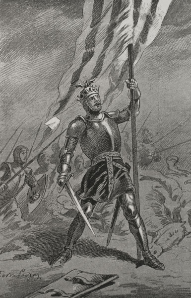 King Peter IV of Aragon, (1319-1387) at the Battle of Mislata (9 December 1348), 1890. Creator: Joan Serra y Pausas.