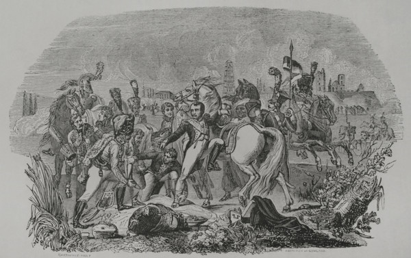 Napoleon wounded in front of Regensburg, 1856.  Creator: John Quartley.