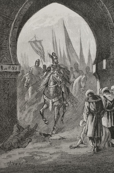 Conquest of Valencia: On 9 October 1238 King James I (1208-1276) entered the city of Valencia, 1890. Creator: Joan Serra y Pausas.