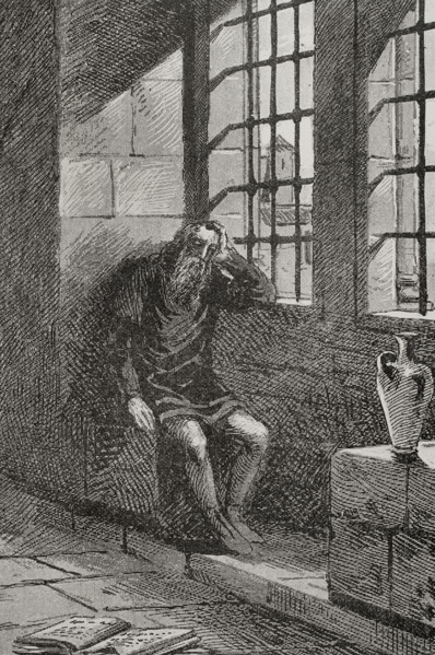 James II of Urgel (1380-1433) in his cell in the castle of Játiva (Xativa), where he was..., 1890. Creator: Joan Serra y Pausas.