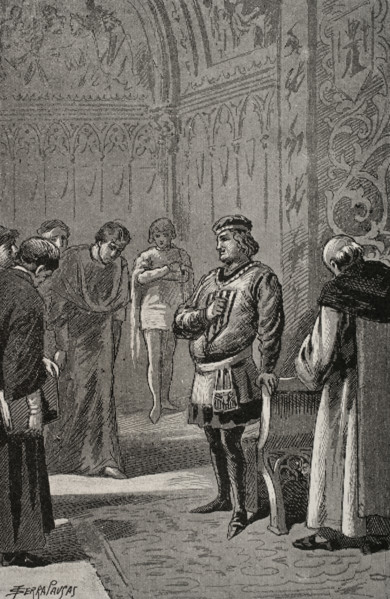 King John I of Aragon (1350-1396) at the Courts of Monzón in 1383, 1890. Creator: Joan Serra y Pausas.