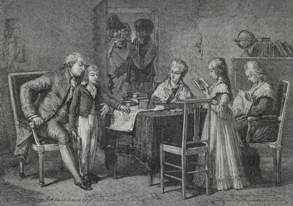 Occupations of the royal family in the Temple prison, 1876.  Creators: Hippolyte de la Charlerie, Jonnard.