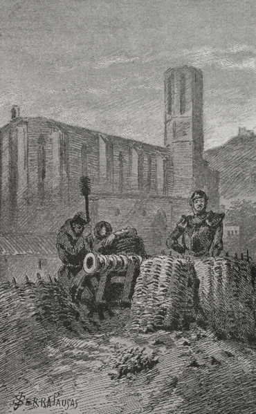 Catalan Civil War: Siege of Barcelona in 1472, (1890).  Creator: Joan Serra y Pausas.