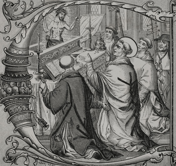 The Miraculous Mass of Saint Gregory the Great (c540-604), representing the real presence..., 1877.  Creators: Antoine Valerie Bertrand, Jules Jean Marie Joseph Huyot.