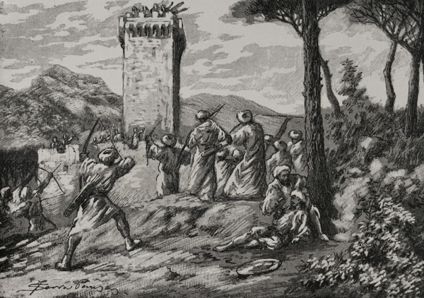 Umar ibn Hafsun, (c 846-918) at the castle of Ronda (province of Malaga, Andalusia, Spain), 1890. Creator: Joan Serra y Pausas.