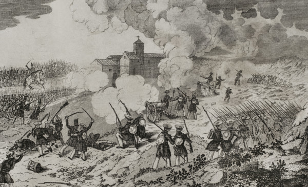 First Carlist War, (1833-1840), Action of Larrasoaña, (24 June 1836), Navarre, 1845.  Creator: Jose Gomez.