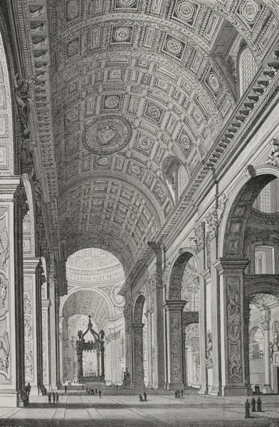Interior of St Peter's Basilica, Papal States, 1877.  Creator: Jules Jean Marie Joseph Huyot.