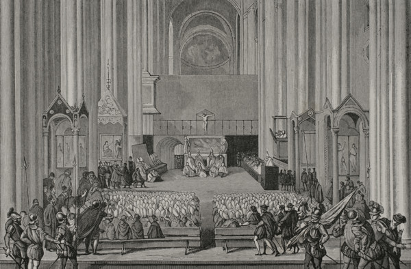 Session of the Council of Trent in 1555, (1877).  Creator: Jules Jean Marie Joseph Huyot.