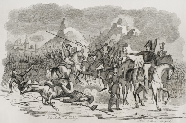 First Carlist War, (1833-1840): Action of Zalduendo, 1842.  Creator: Pedro Celestino Mare.