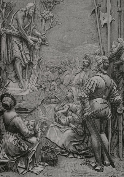 St John the Baptist preaching in the desert, 1877.  Creator: Jules Jean Marie Joseph Huyot.