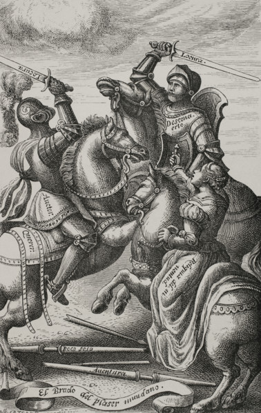 The chivalry represented by allegorical characters, 1553, (1877).  Creator: Jules Jean Marie Joseph Huyot.
