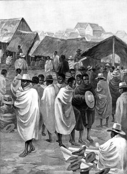 Market for Manchester goods, Antananarivo, Madagascar, 1890. Creator: P Naumann.