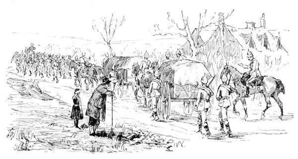 The Easter Volunteer Manoeuvres: the Marching Column, with transport waggons, 1890. Creator: Unknown.