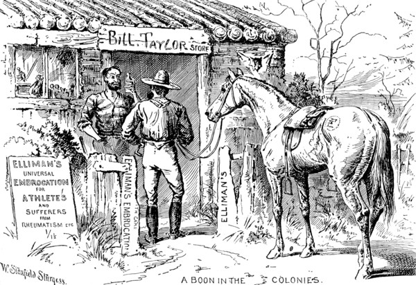 Advertisement for Elliman’s Universal Embrocation, 1890. Creator: William Stanfield Sturgess.