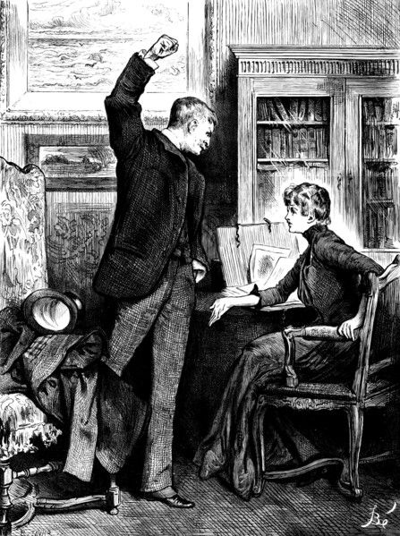 His hand remained raised - he was speechless...he was helpless with blind rage and madness, 1890. Creator: R. Taylor.