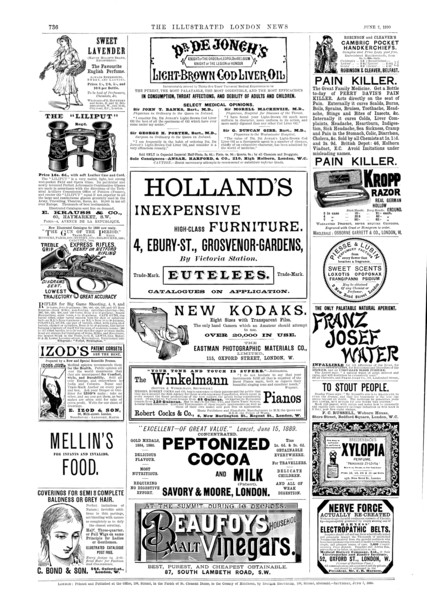 Page of advertisements, 1890. Creator: Unknown.