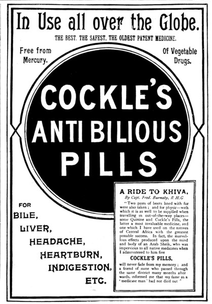 Advertisement for Cockle's Anti Bilious Pills, 1895. Creator: Unknown.