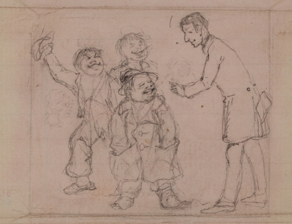 Man and Three Boys, c1820-1865. Creator: David Claypoole Johnston.