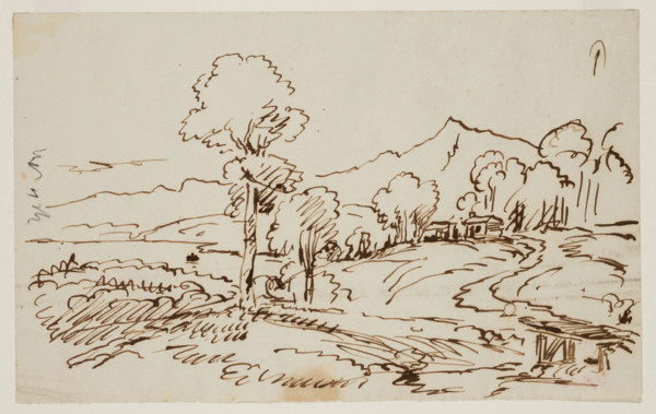 Landscape with House and Bridge, c1820-1848. Creator: Thomas Cole.