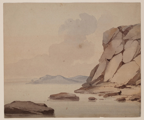 Rocky Cliffs at Water's Edge, c1820-1865. Creator: David Claypoole Johnston.