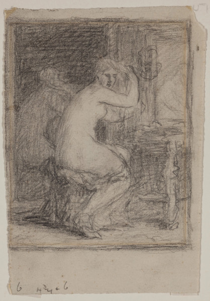 Woman Combing Her Hair, c1870-1896. Creator: Wyatt Eaton.