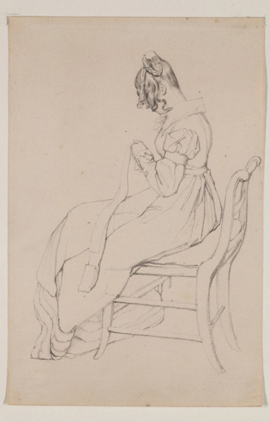 Young Woman Sewing, between 1800 and 1850. Creator: Unknown.