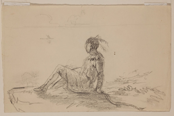 Indian Seated Overlooking a Lake, c1820-1848. Creator: Thomas Cole.