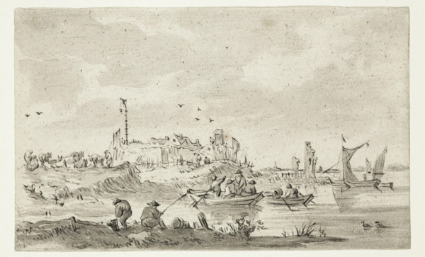 Fishermen near the Shore, between 1750 and 1800. Creator: Unknown Dutch; After Jan van Goyen.
