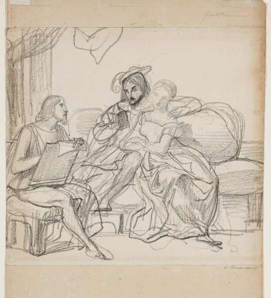 Leonardo da Vinci and Francis I, between 1800 and 1857. Creator: Achille Deveria.